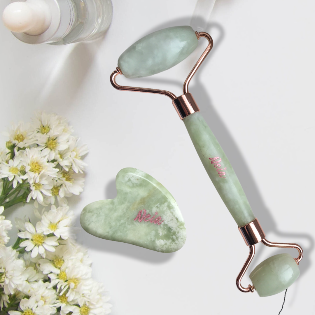 Jade Facial Roller & Gua Sha Set